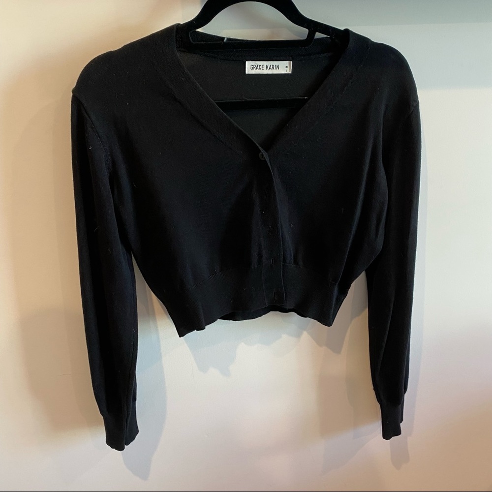 Black cropped cardigan
